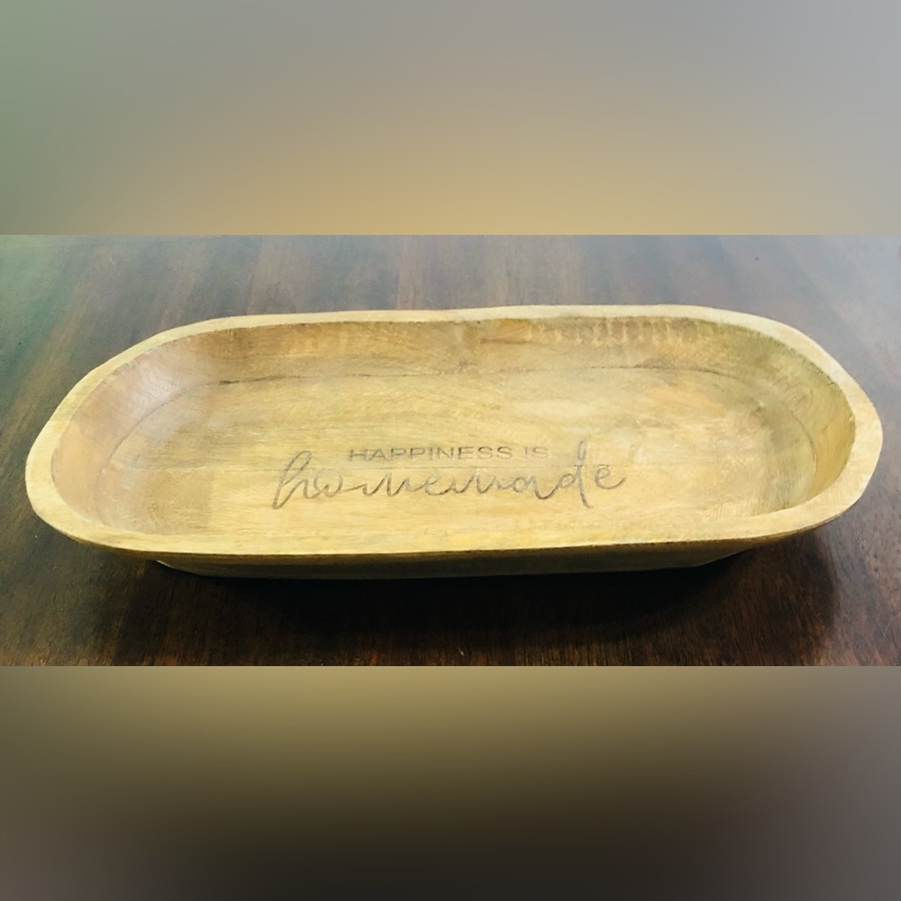 Kirkland’s Home wood carved sentiment Bowel Happiness is homemade . Size 16in